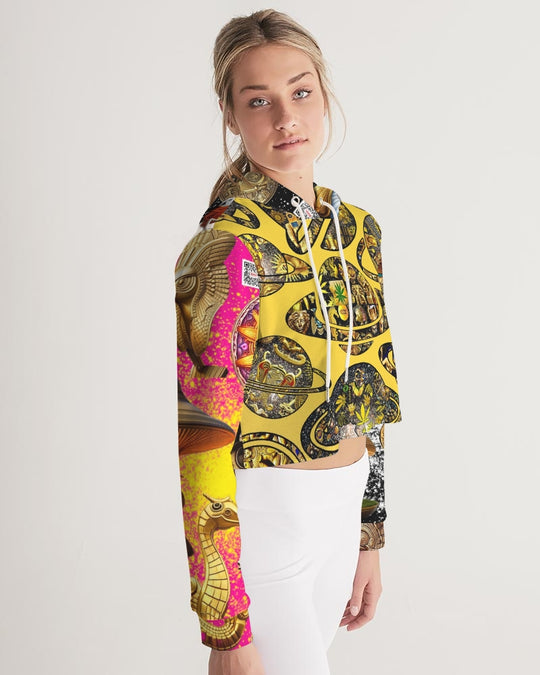 Nature Abstrak Women's All-Over Print Cropped Hoodie