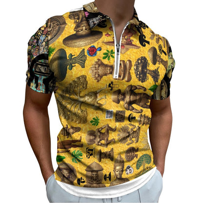 Men's Short Sleeve POLO Shirt with Zipper B470 (All-Over Printing)