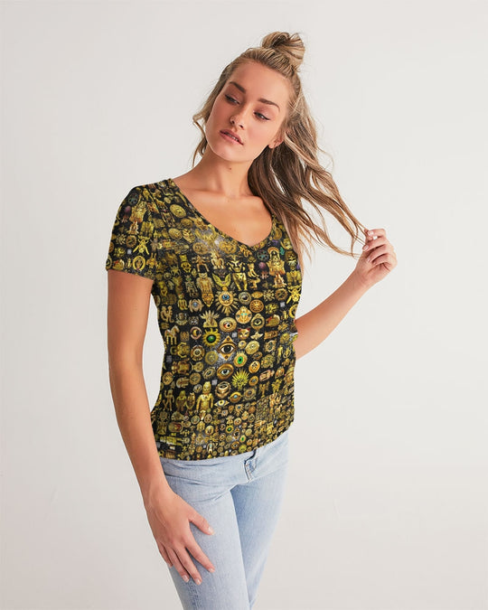 Nature Abstrak Women's All-Over Print V-Neck Tee