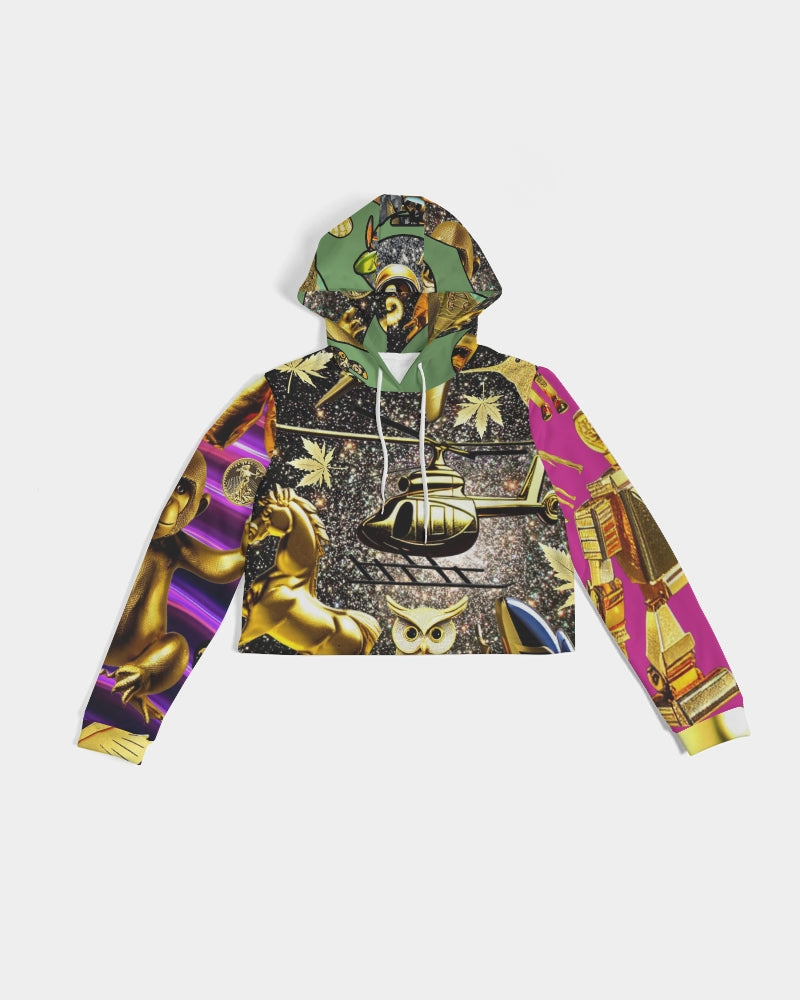 Robotic Abstrak Women's All-Over Print Cropped Hoodie