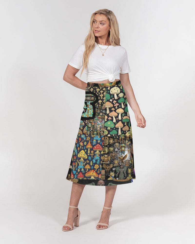 Alien Trendy Abstrak Collection Women's All-Over Print A-Line Midi Skirt