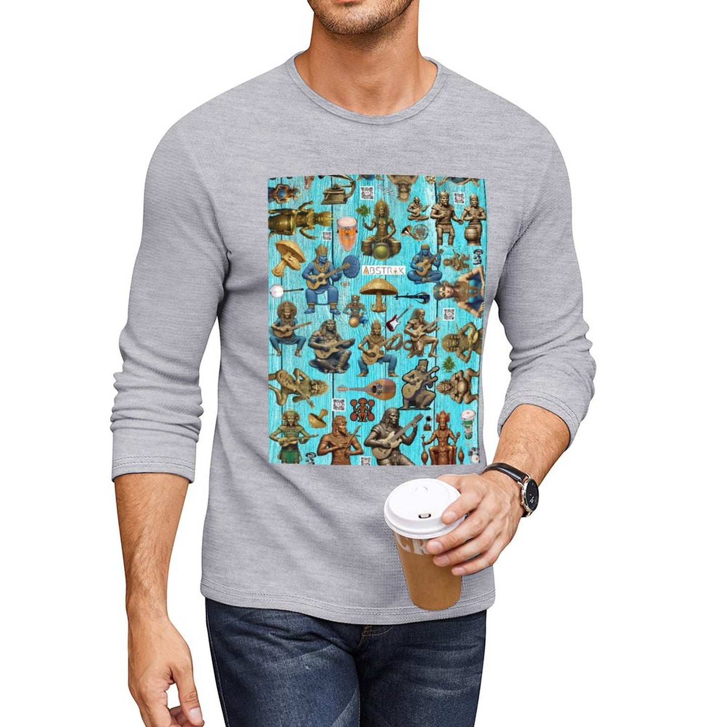 DTG 180gsm Men's Crewneck Long Sleeve T-shirt (Front Printing)