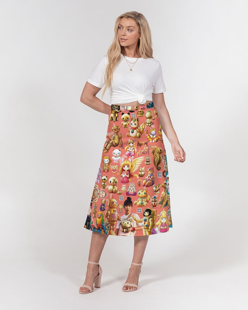 Womens Abstrak Women's All-Over Print A-Line Midi Skirt