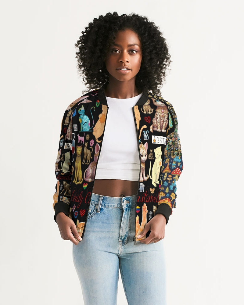 Leidy Abstrak Women's All-Over Print Bomber Jacket