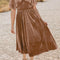 Chestnut Velvet Lacy V Neckline Short Sleeve Empire Waist Flowy Maxi Dress