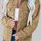 Apricot Studded Buttoned Chest Pockets Corduroy Jacket