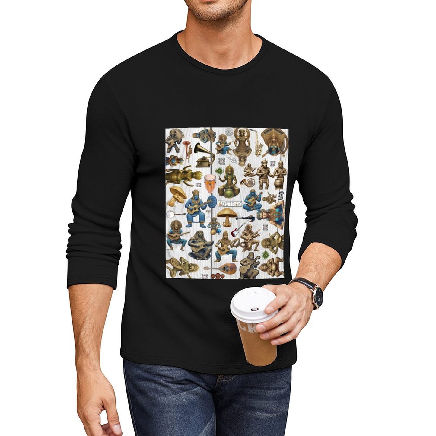 DTG 180gsm Men's Crewneck Long Sleeve T-shirt (Front Printing)