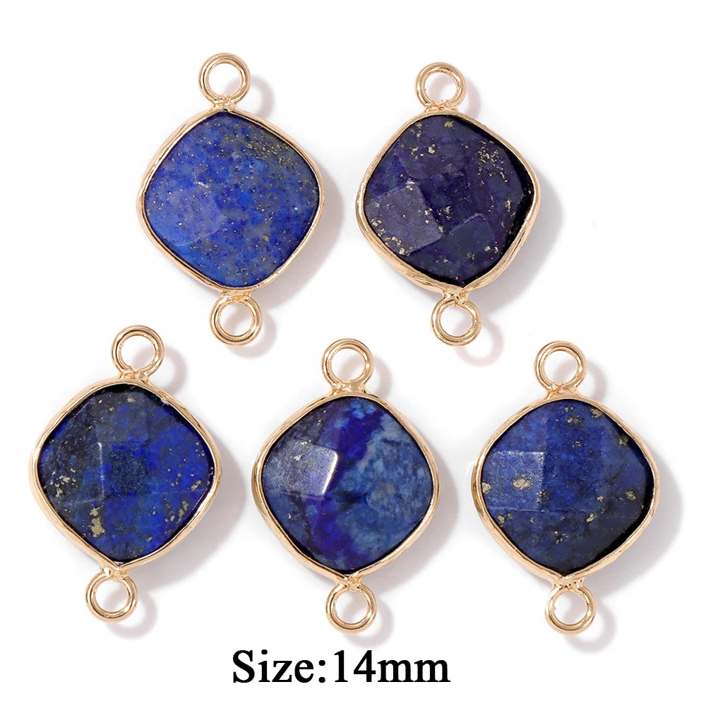 5PCS/lot Lapis Lazuli Stone Pendant Blue Moon Apple Oval Shape Gem Charms For Jewelry Making DIY Necklace Earrings DIY Handmade