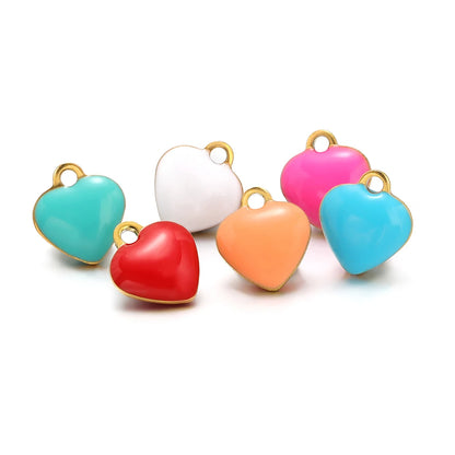 20pcs Stainless Steel Multicolor Enamel Heart Charms Pendant for DIY Jewelry Necklace Findings Bracelet Supplies Earrings Making