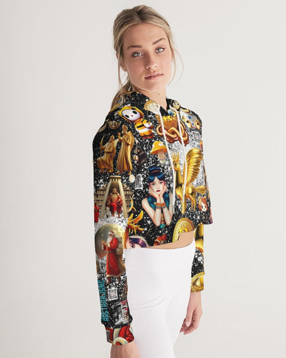 Womens Abstrak Women's All-Over Print Cropped Hoodie