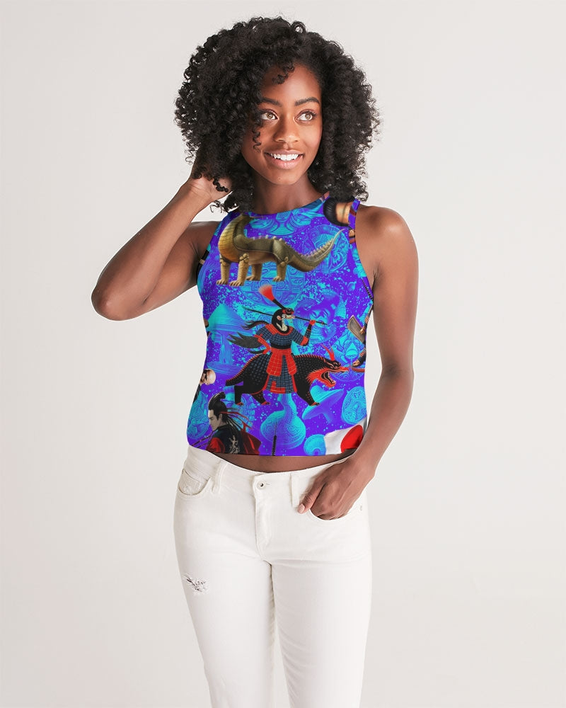 Trendy Abstrak Pattern Women's All-Over Print Cropped Tank