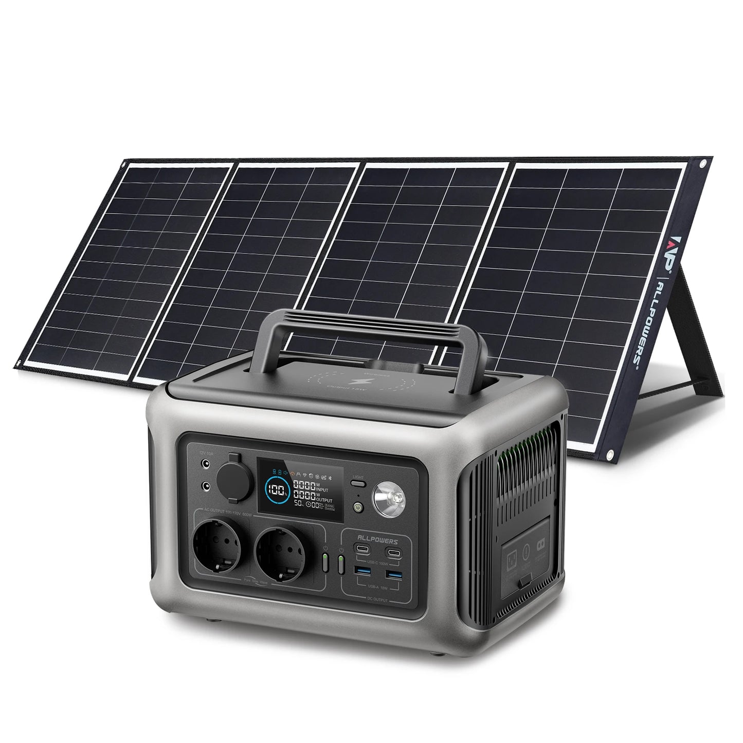 ALLPOWERS R600 Portable Powerstation with Solarpanel (Optional)，299Wh 600W LiFePO4 Battery for Home Backup Outdoors Camping RV