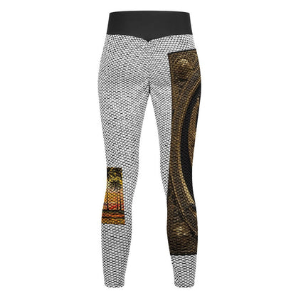 Custom Printed Honeycomb Textured Yoga Pants for Women (All-Over Printing)