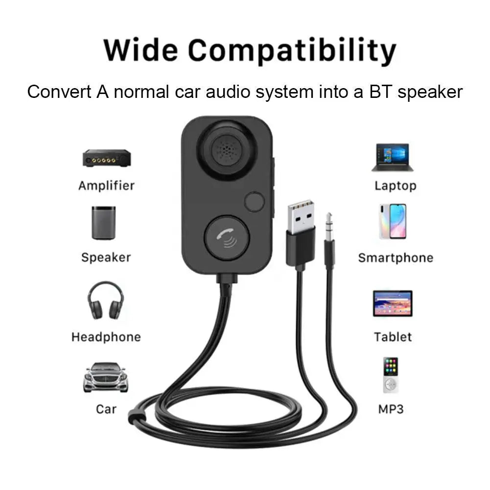 Car Bluetooth-compatible 5.0 Receiver Wireless Adapter 3.5mm Aux Audio Built-in Microphone For Hands-free Amplifier Calling U5X8