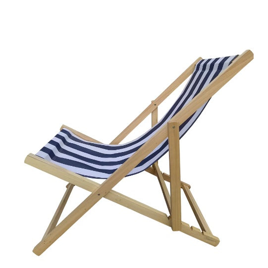 Populus Wood Sling Chair Blue Stripe Broad Blue Stripe Folding Chaise Lounge Chair