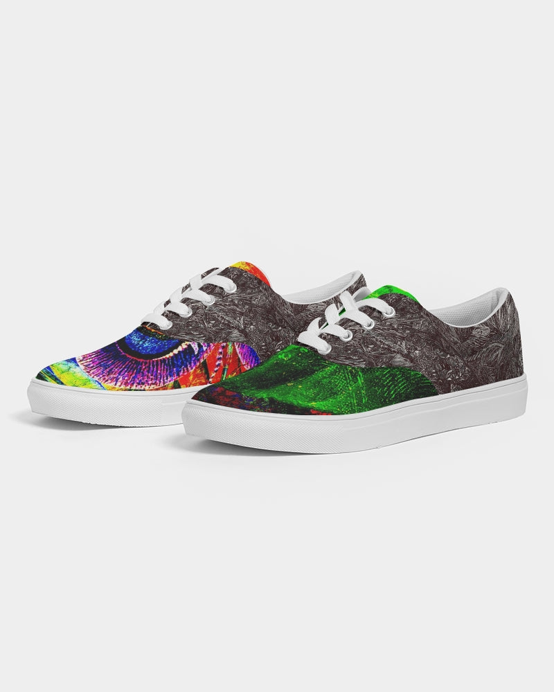 Saddle Serenade Abstract Design Women's Lace Up Canvas Shoe