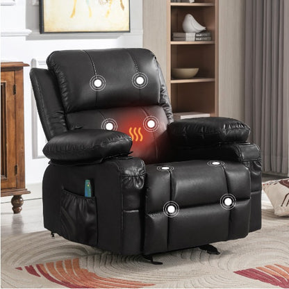 Adult Rocking Chair With 2 Cup Holders With Manual Massage And Heating Function.