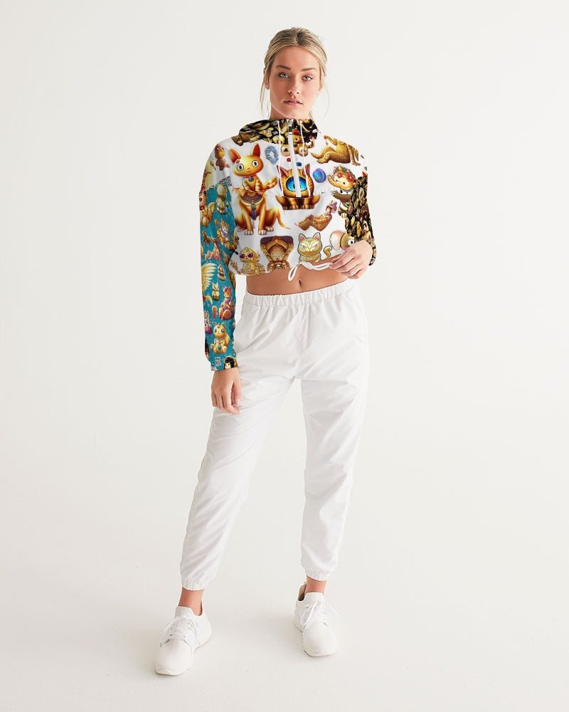 4 Annunaki Abstrak Collection Women's All-Over Print Cropped Windbreaker