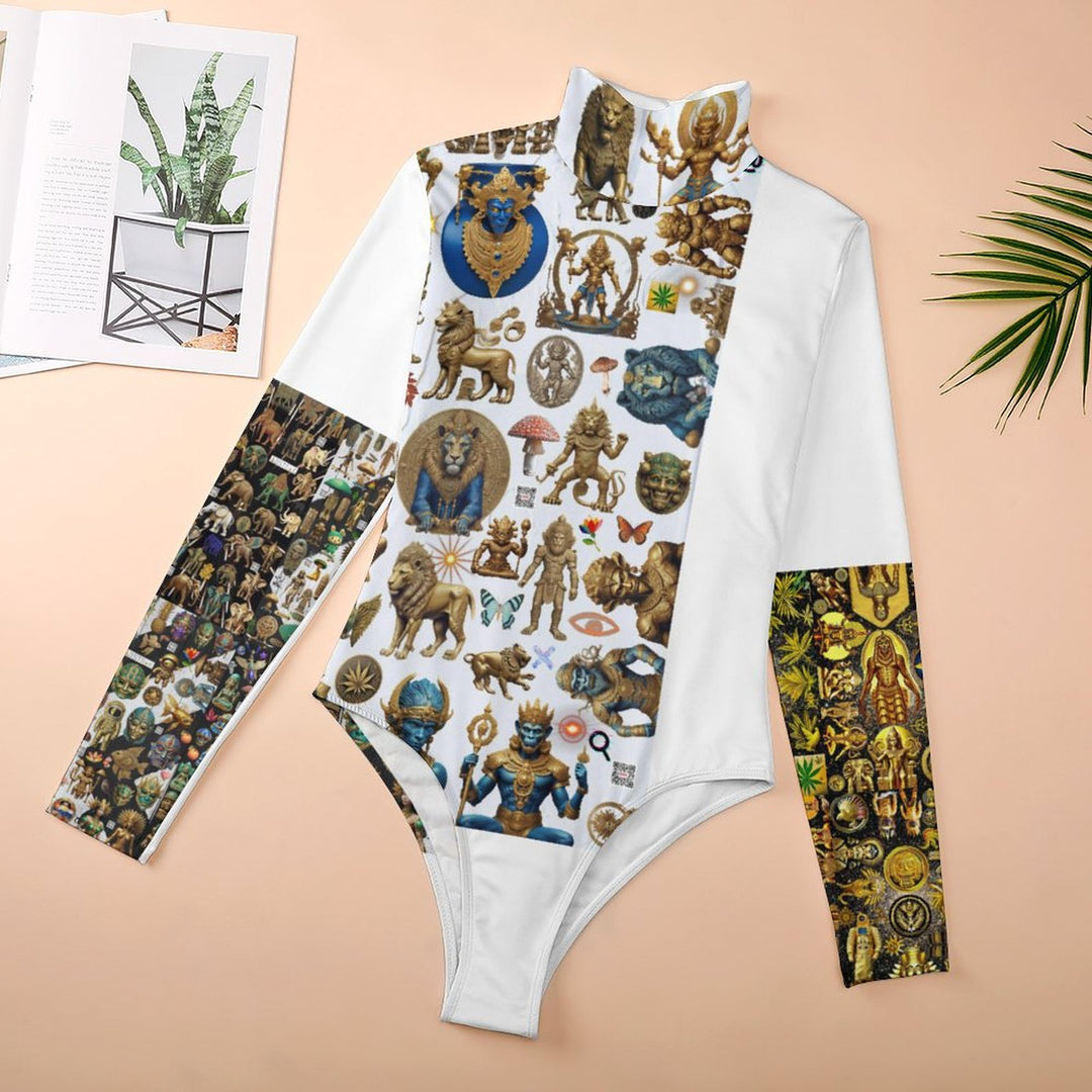 High-collar Long-sleeve Bodysuit NZ056 (All-Over Printing)