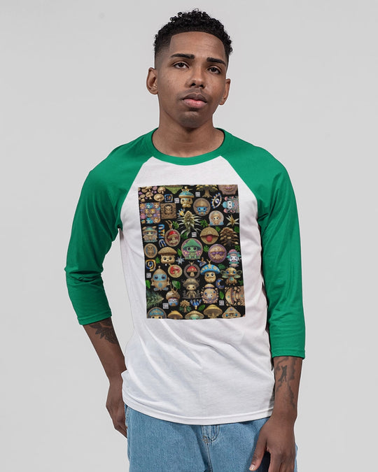 Mushroom Abstak Collection Unisex Three-Quarter Sleeve Baseball Tee | Bella + Canvas