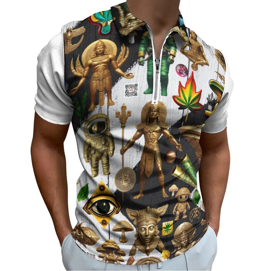 Men's Short Sleeve POLO Shirt with Zipper B470 (All-Over Printing)