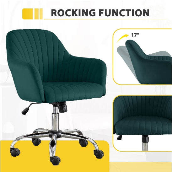 Accent Chair Modern Home Office Leisure Chair With Adjustable Velvet Height And Adjustable Casters