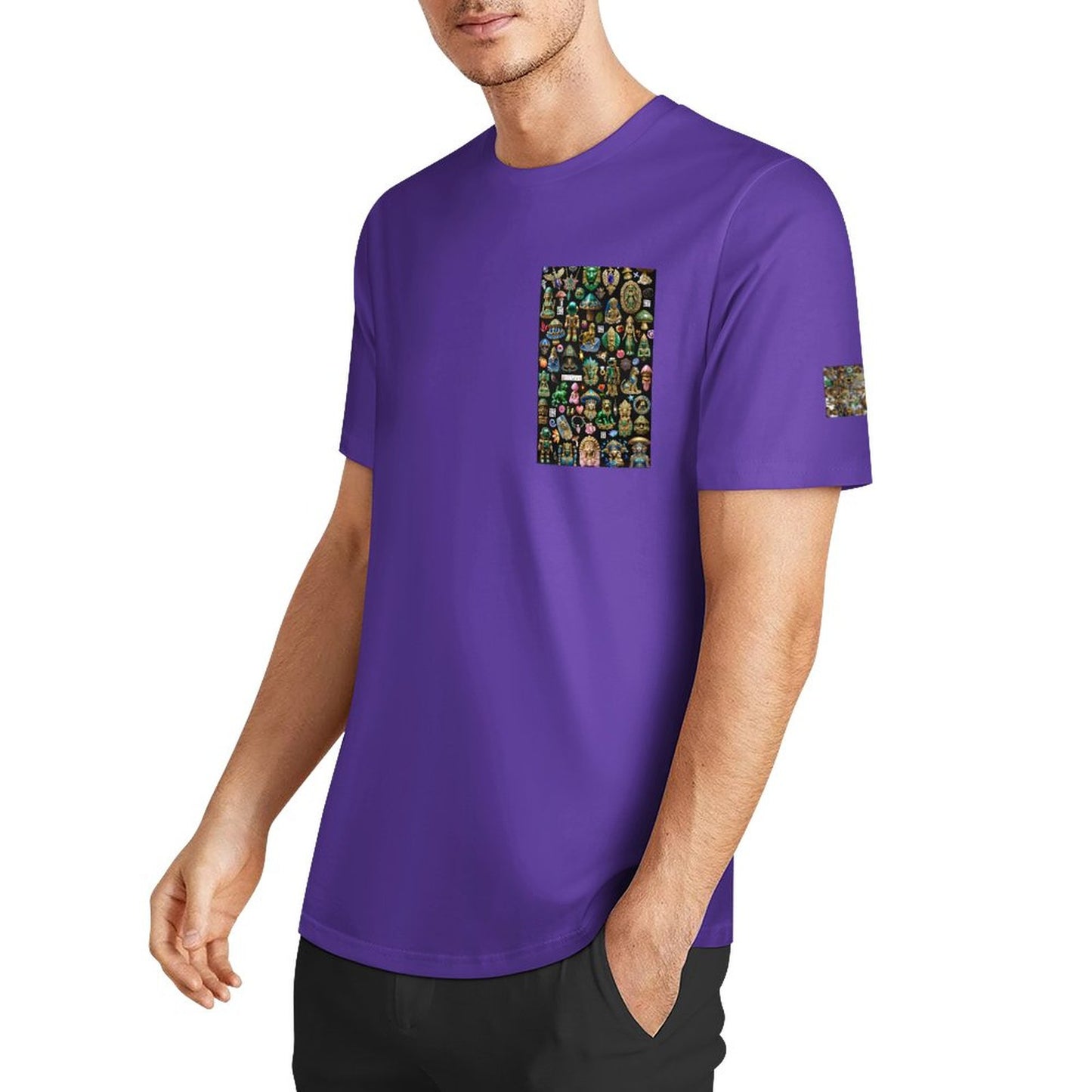 DTF 160gsm Men's Short Sleeve Cotton T-shirt (Dual-sided+Sleeve Printing)