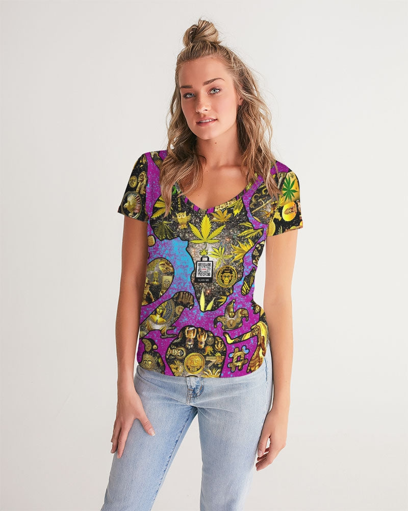 Ancient Abtsrak Women's All-Over Print V-Neck Tee