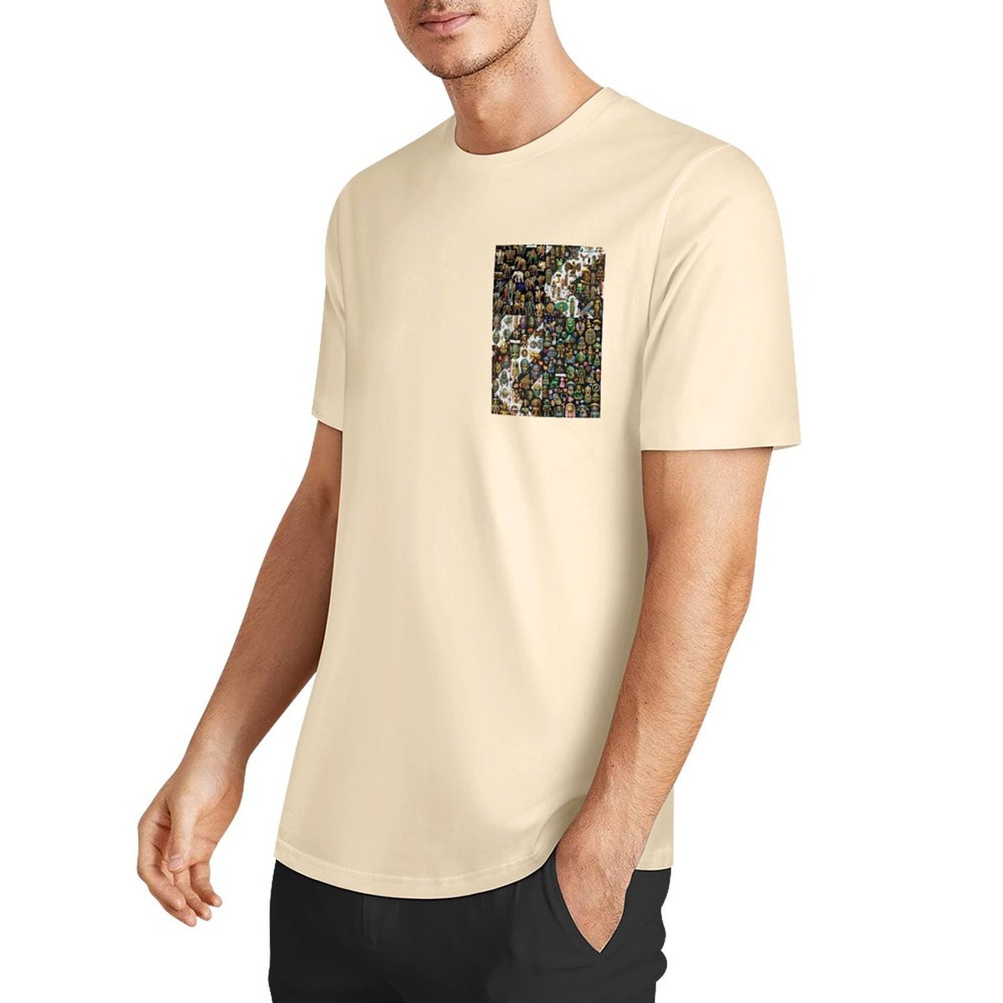 DTF 160gsm Men's Short Sleeve Cotton T-shirt (Dual-sided+Sleeve Printing)