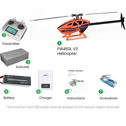 FLYWING FW450 RC 6CH 3D FW450L V3 RTF Smart GPS FBL Gyro Helicopter RTF H1 Flight Controller Drone Quadcopter