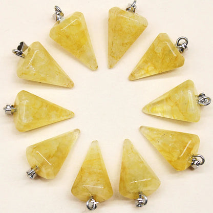 24pcs Natural Stone Reiki Pendulum Divination Pendant Amethyst Quartz Crystal Agate Suitable for DIY Necklace Jewelry Pendant