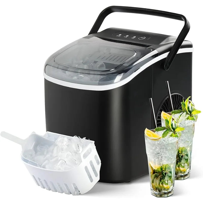 YSSOA Portable Ice Maker for Countertop, 9 Ice Cubes Ready in 6 Mins, 26lbs Ice/24Hrs, with Self-Cleaning Feature