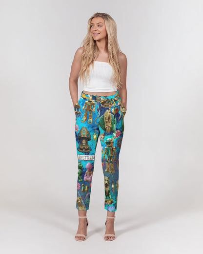 IMG_3100 Women's All-Over Print Belted Tapered Pants