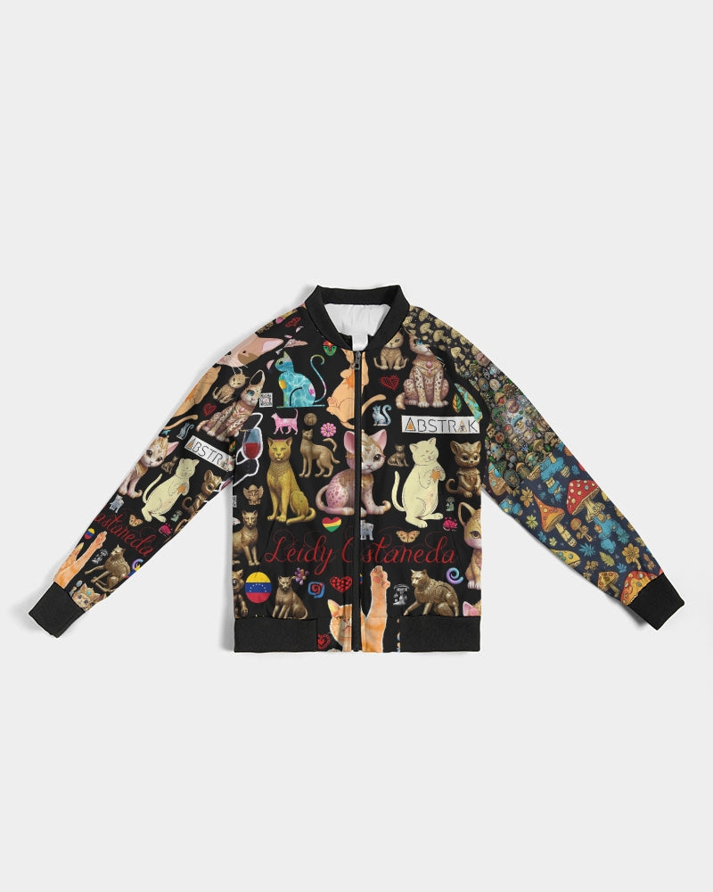 Leidy Abstrak Women's All-Over Print Bomber Jacket