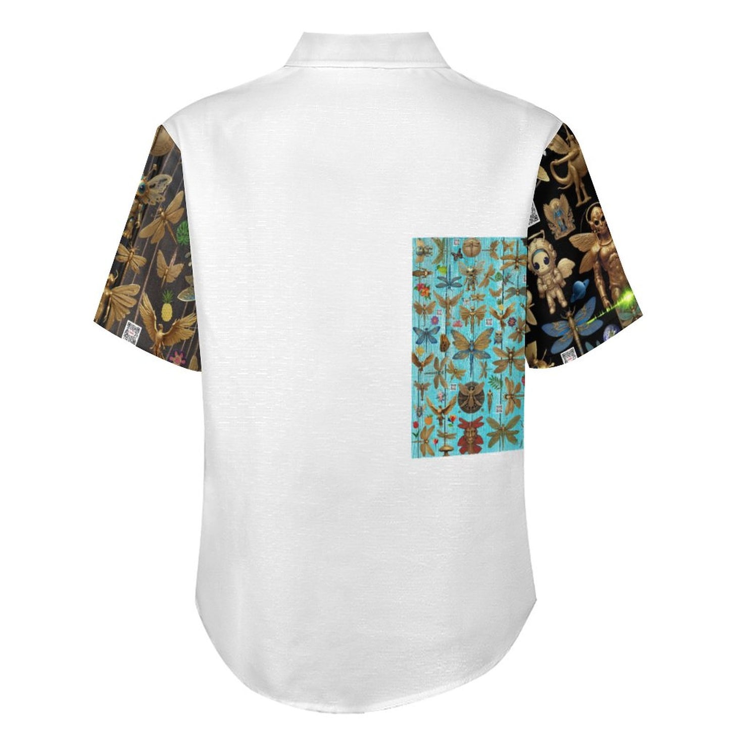 Slubbed Fabric Short Sleeve Shirt with Pocket B339 (All-Over Printing)