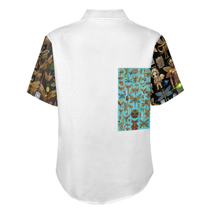 Slubbed Fabric Short Sleeve Shirt with Pocket B339 (All-Over Printing)