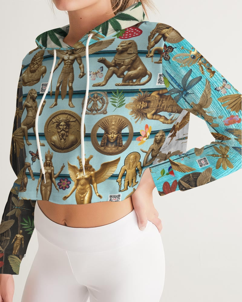 Abstrak dragonfly Women's All-Over Print Cropped Hoodie