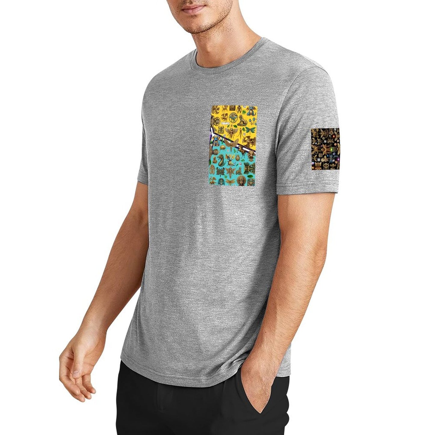 DTF 160gsm Men's Short Sleeve Cotton T-shirt (Dual-sided+Sleeve Printing)