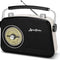 Black AM FM Radio - Small Portable Radios Vintage Retro With Headphone Jack, Large Analog Rotary Tuning Dial