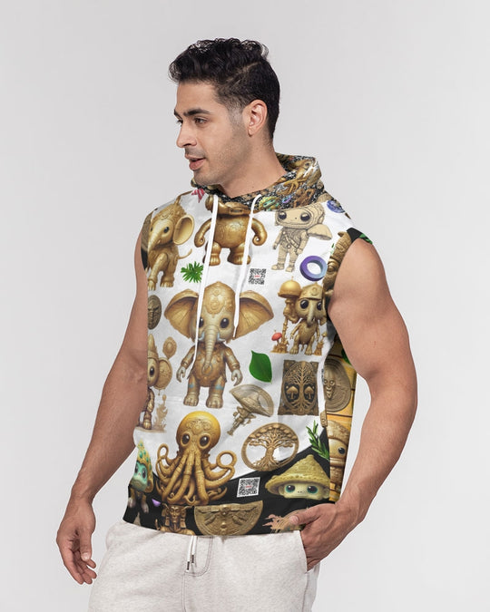 Elephant Collection Men's All-Over Print Heavyweight Sleeveless Hoodie