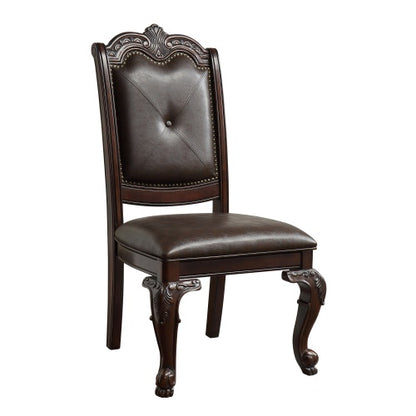 Beautiful Hand-carved Formal Traditional Dining Chair With Faux Leather Upholstery