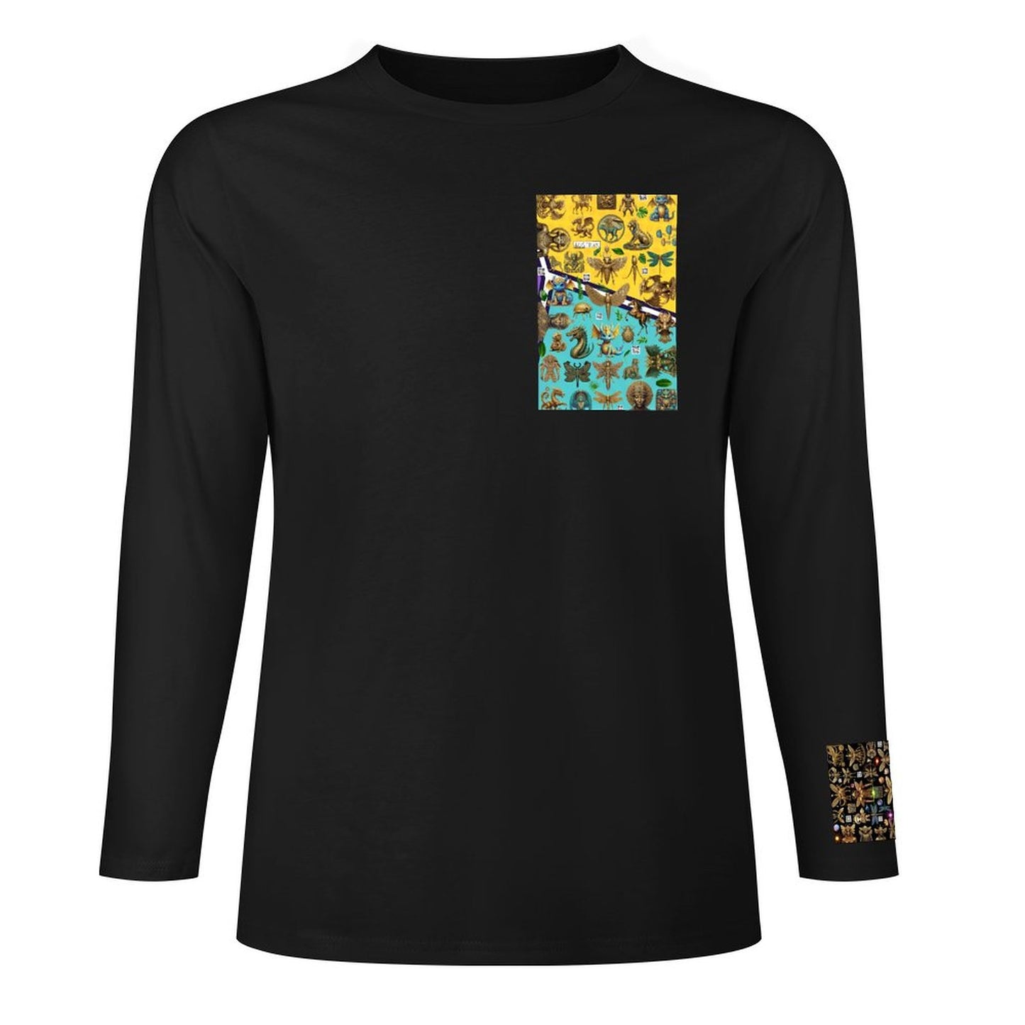 DTF 160gsm Cotton Men's Long Sleeve T-shirt (Front+Sleeve Printing)