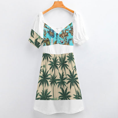 Short Sleeve V Neck Lovely Dress B271 (All-Over Printing)