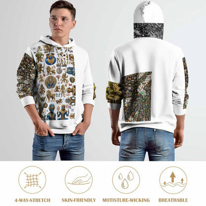 230gsm Men's Personalized Hoodie with Double-layer Cap (All-Over Printing)