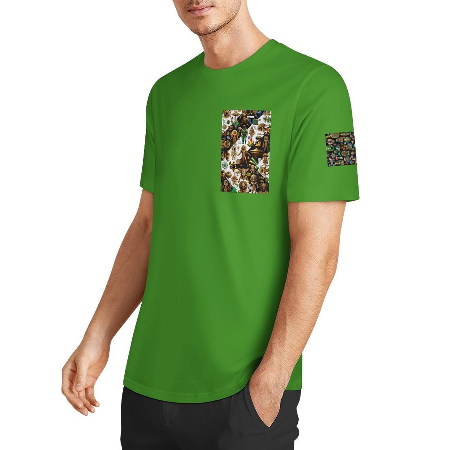 DTF 160gsm Men's Short Sleeve Cotton T-shirt (Dual-sided+Sleeve Printing)