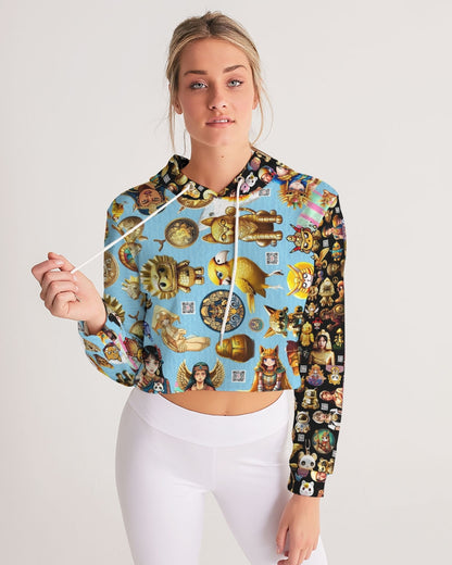 4 Annunaki Abstrak Collection Women's All-Over Print Cropped Hoodie