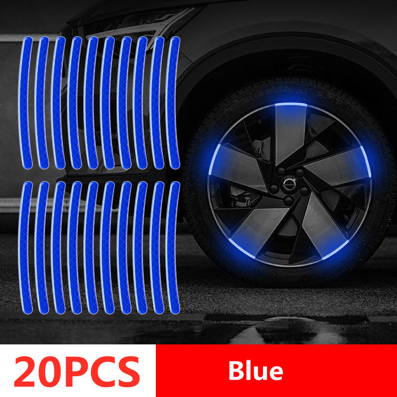 Car Wheel Hub Reflective Stripes Door Handle Safety Warning Sticker Car Rear Warning Tape Automobile Sticker Exterior Accessorie