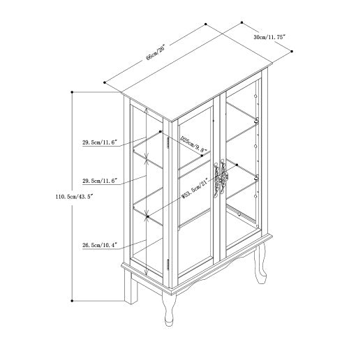 Curio Cabinet Lighted Curio Diapaly Cabinet With Adjustable Shelves And Mirrored Back Panel, Tempered Glass Doors