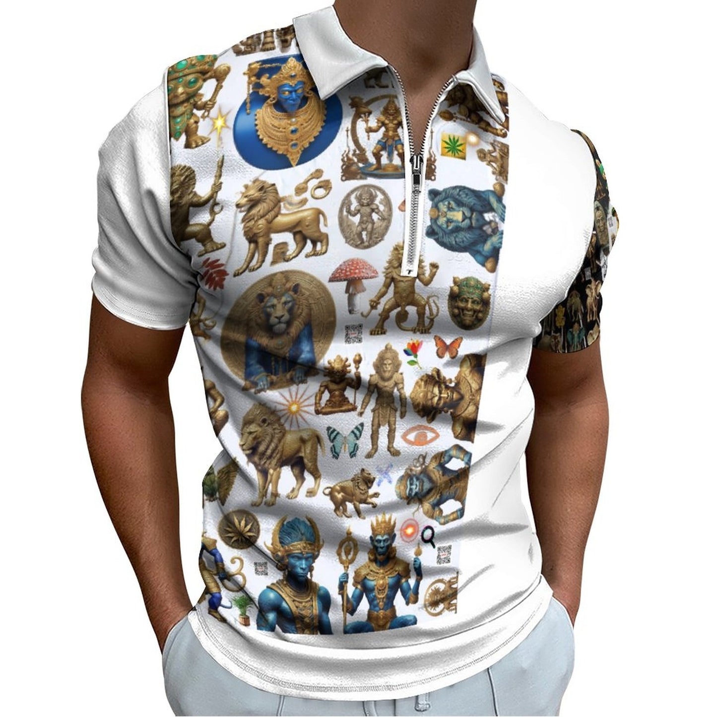 Men's Short Sleeve POLO Shirt with Zipper B470 (All-Over Printing)