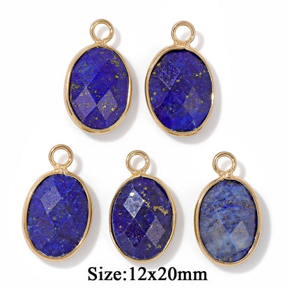 5PCS/lot Lapis Lazuli Stone Pendant Blue Moon Apple Oval Shape Gem Charms For Jewelry Making DIY Necklace Earrings DIY Handmade